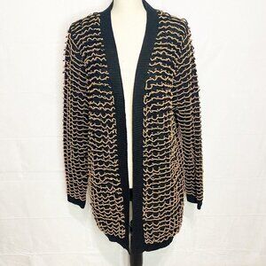 COC Clothing Obsessed Clothing Black Tan Cardigan Sweater Sz 3XL 100% Polyester